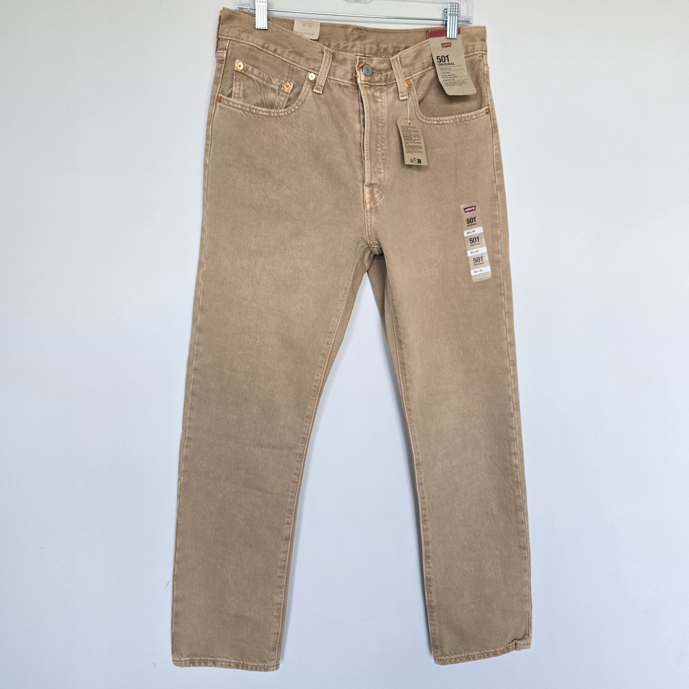 Levi's 501 Original High Rise Straight Jeans Womens 30 Tan NWT